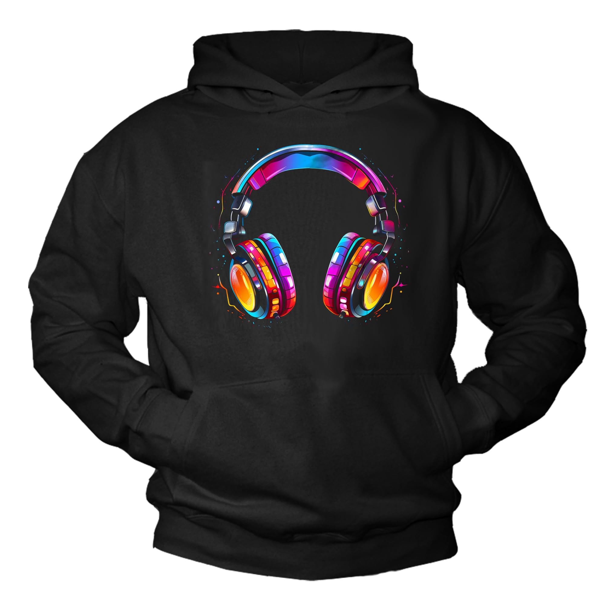 MAKAYA Felpa Hip Hop con Cappuccio Motivo Cuffie Anni 80 e 90 Outfit Festival Pullover Uomo Hoodie