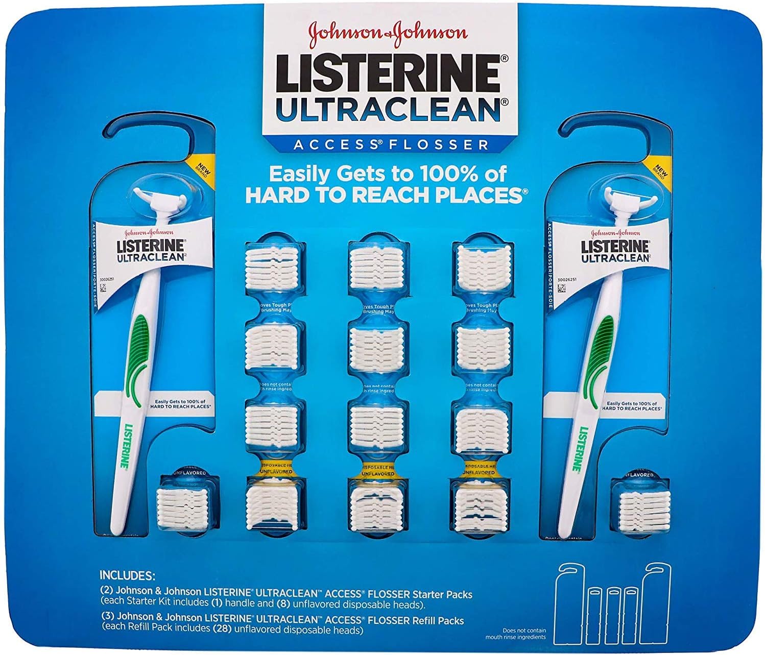 Listerine UltraClean Access Flosser with Two Handles and 100