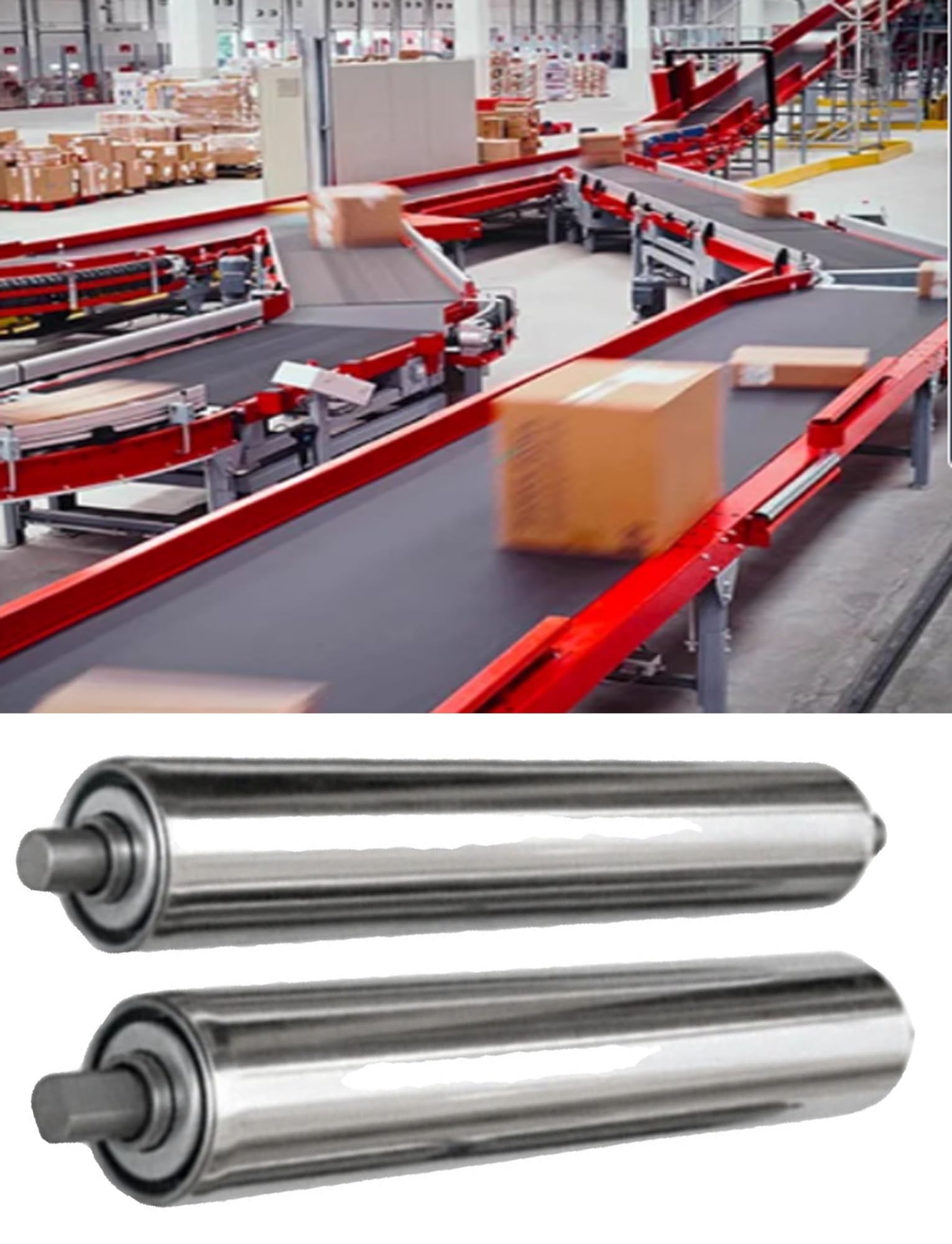 Rouleaux de transport en acier inoxydable 38mm pour convoyeur industriel de chantier