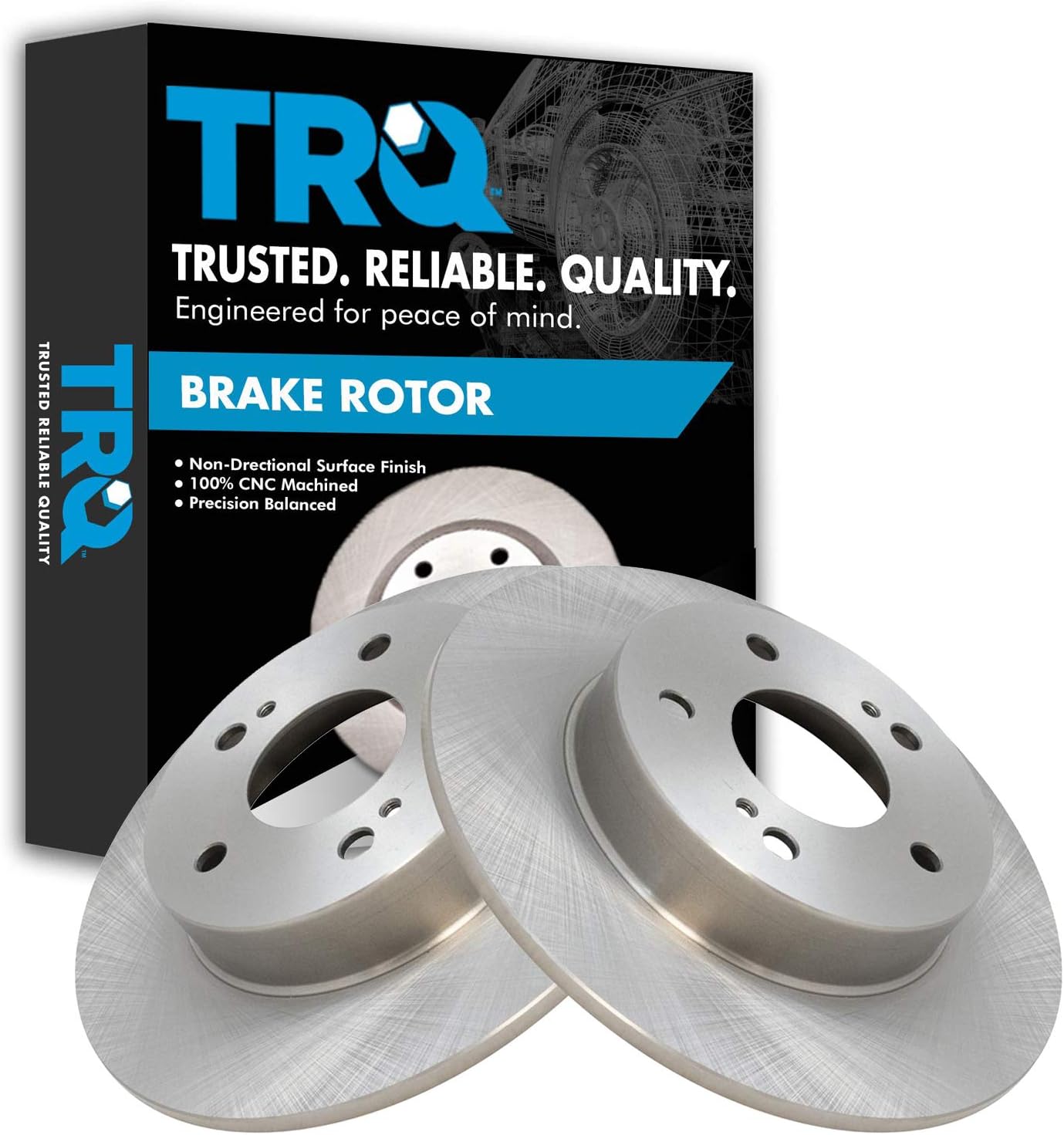 TRQ Rear Brake Rotors Set Solid Compatible with 1996-2001 INFINITI I30 2002-2004 I35 1994-2003 Nissan Maxima