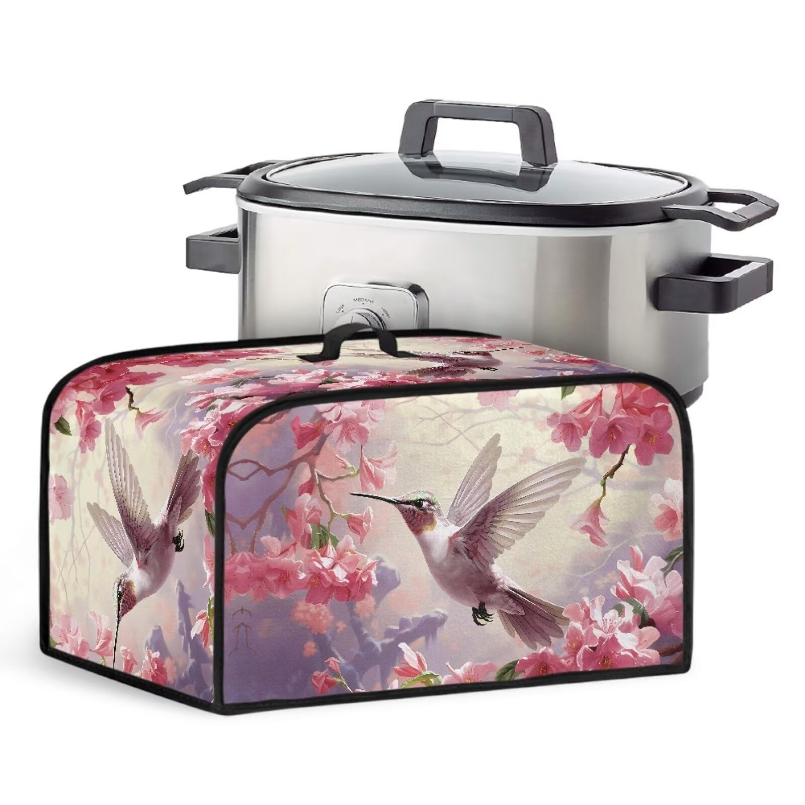 Hummingbird Lilies Slow Cooker Cover Well Stitched Cooker Dust Cover Easy to Clean and Store Keep Your Kitchen