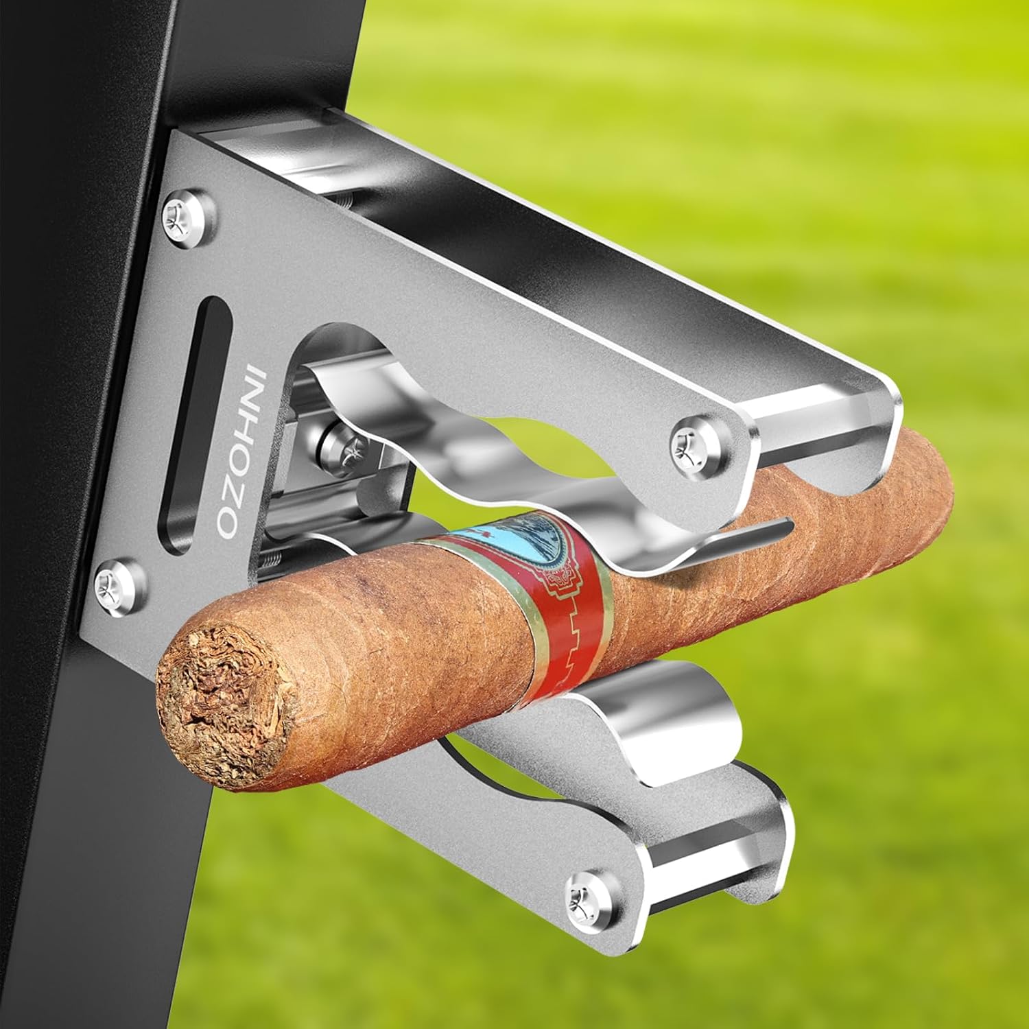 Magnetic Cigar Holder for Golf Cart – Ultimate Golf Accessory for Cigar Lovers, Sturdy Aluminum Alloy and No Scratch Design,Secure Hold Without Falling,Cigar Accessories & Gift for Men – Gray