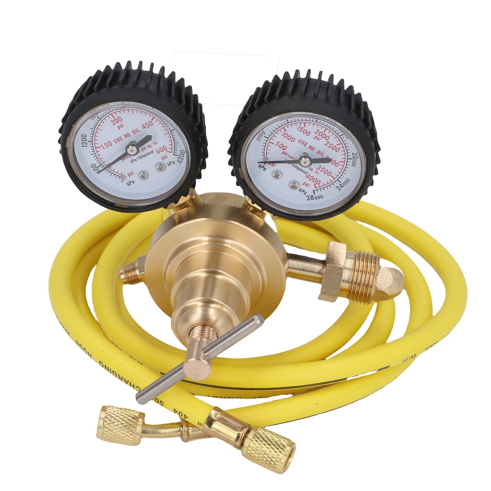Dioche Reduktor Azotu 0-600 Profesjonalny Reduktor Azotu CGA580 z Wlotem 0-600 PSI i Złączem Męskim/żeńskim 1/4 Cala, Mosiężny Regulator z Wężem 60 cali.