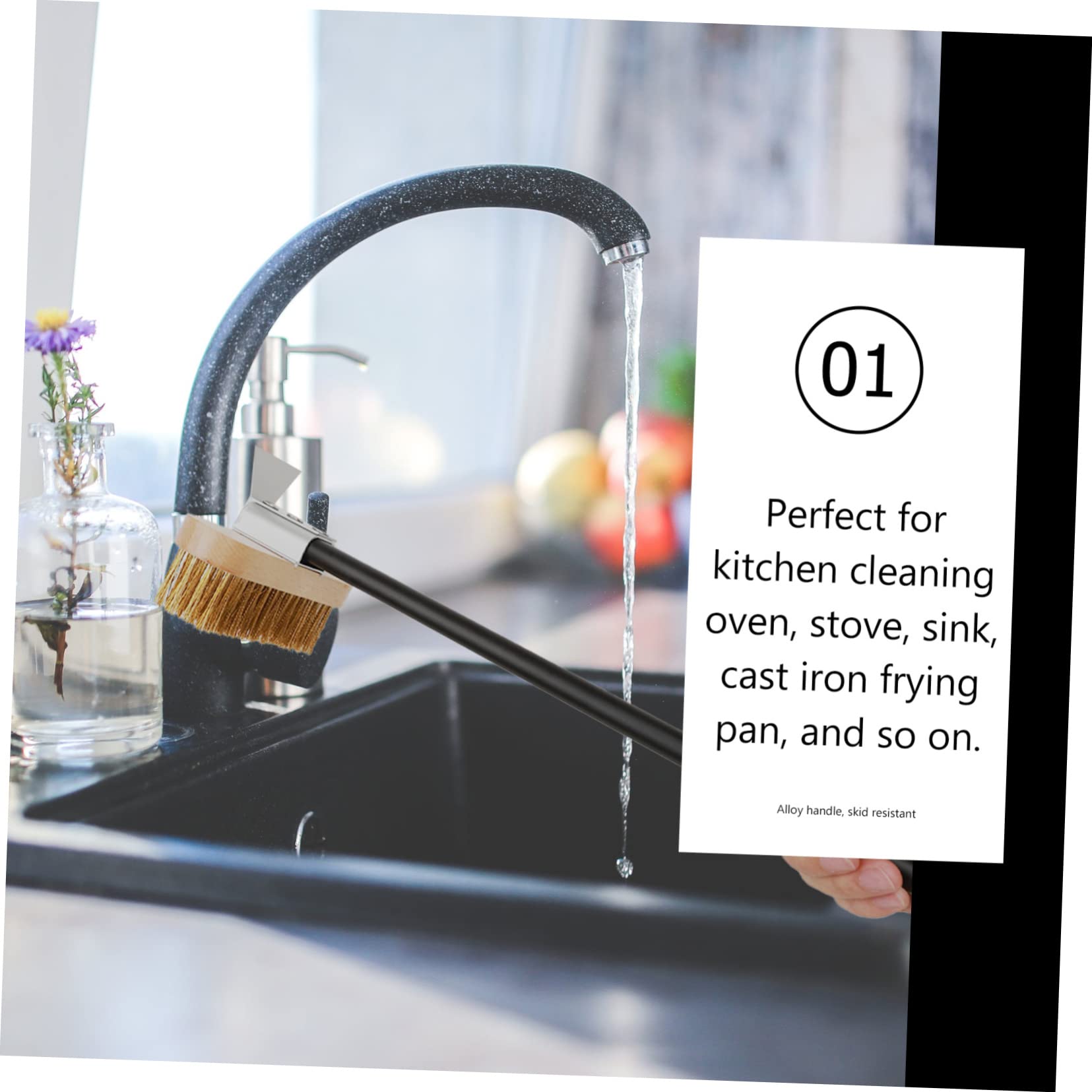 TOYANDONA Herramienta para de Diseño Antideslizante y Ahorro de Esfuerzo Práctica Cepillo de Cobre de 40 Cm para Limpiar Horno Cocina Hornos y Parrillas