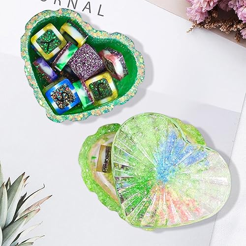 Miniatura 3 de Caja a rayas de corazón, moldes de resina, almacenamiento de joyas, molde de silicona para molde, molde de fundición de epoxi con tapa para