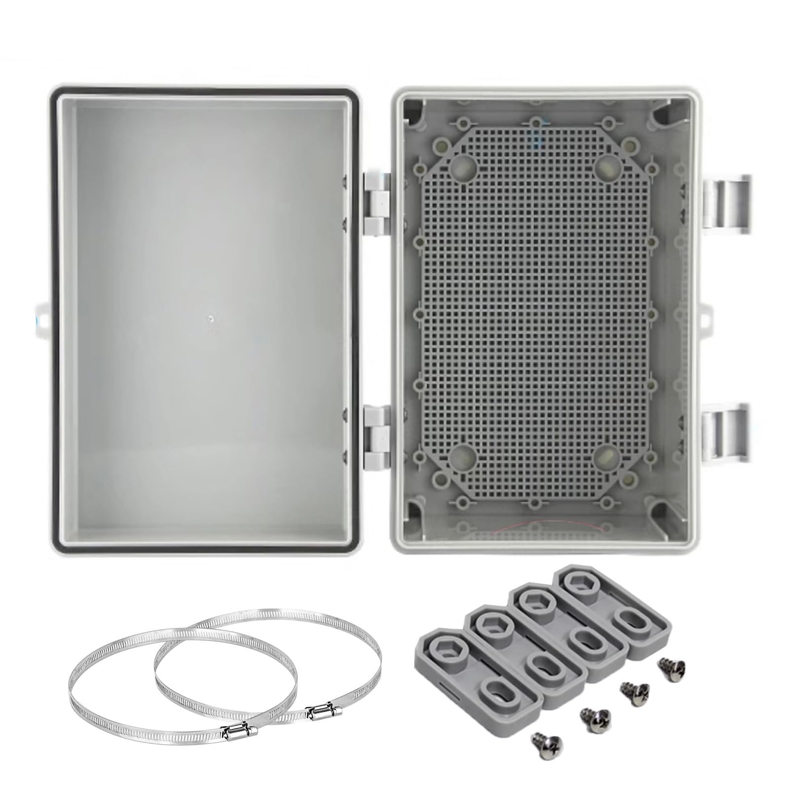 Abzweigdose Wasserdicht Elektrokasten, Aufputz Abzweigdose/Verteilerkasten/Steuerkasten Mit Wand- Und Masthalterungen, Graue Elektronische Abzweigkasten Kunststoff(450x300x170mm)