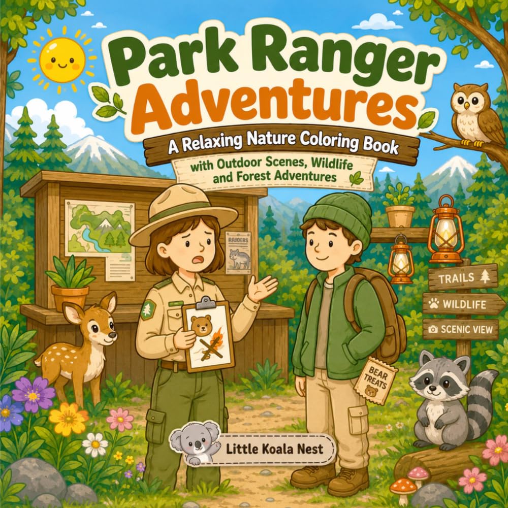 Park Ranger Adventures: A Relaxing Nature Coloring Book with Outdoor Scenes, Wildlife and Forest Adventures