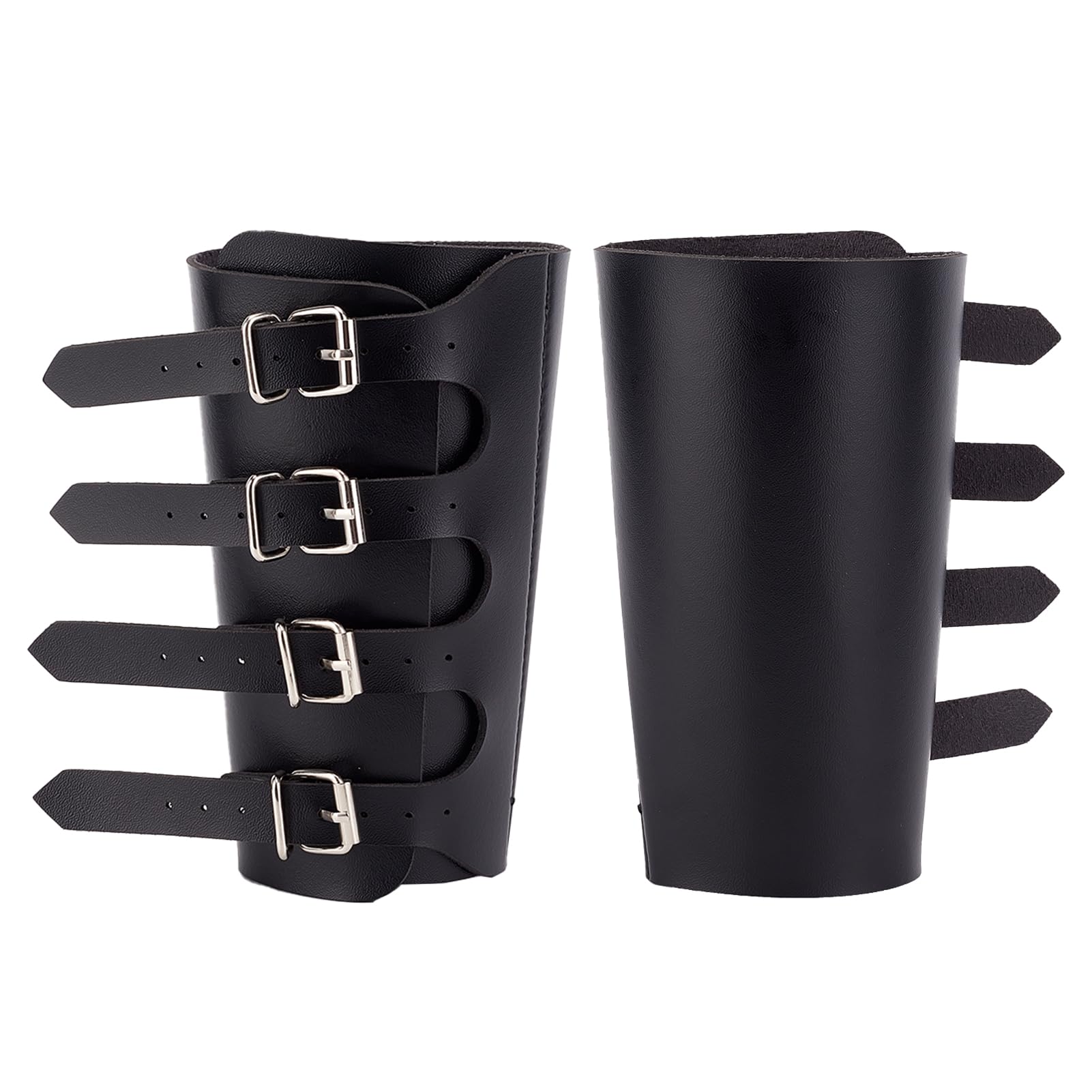 NICENEEDED Medieval PU Leather Bracers, Retro Buckle Arm Guards Vintage Steampunk Viking Bracer