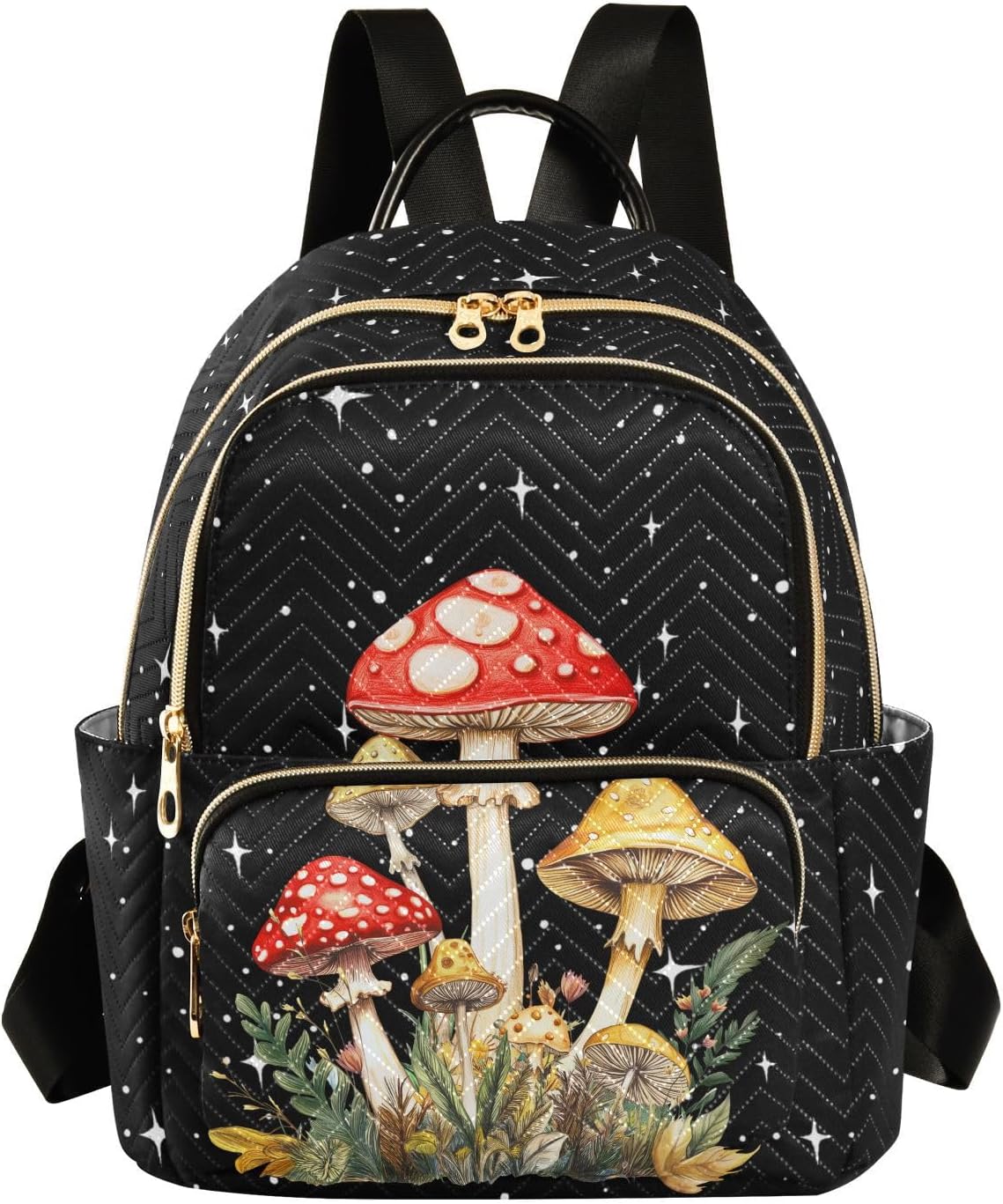 Mushroom Quilted Backpack Purse for Women Fashion Small Backpack Shoulder Bag Travel Casual Daypack S
