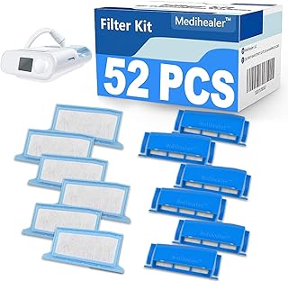 CPAP Filters 52 Pcs Compatible with Respironics Dreamstation: 6 Assembled Filters, 20 Foam, 20 Ultra-fine - Assemble Filter into Reusable Frame Kit - Replacement Filters Medihealer Supplies