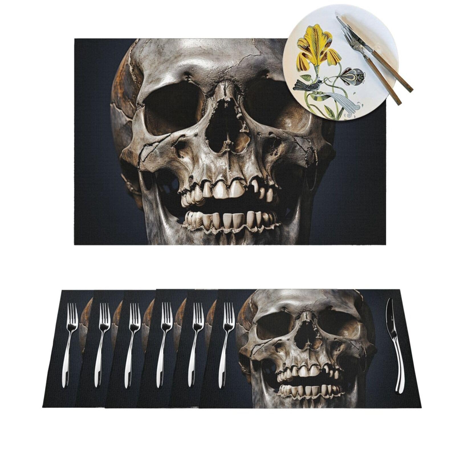 Set de table antidérapant PVC tête de mort pour protection