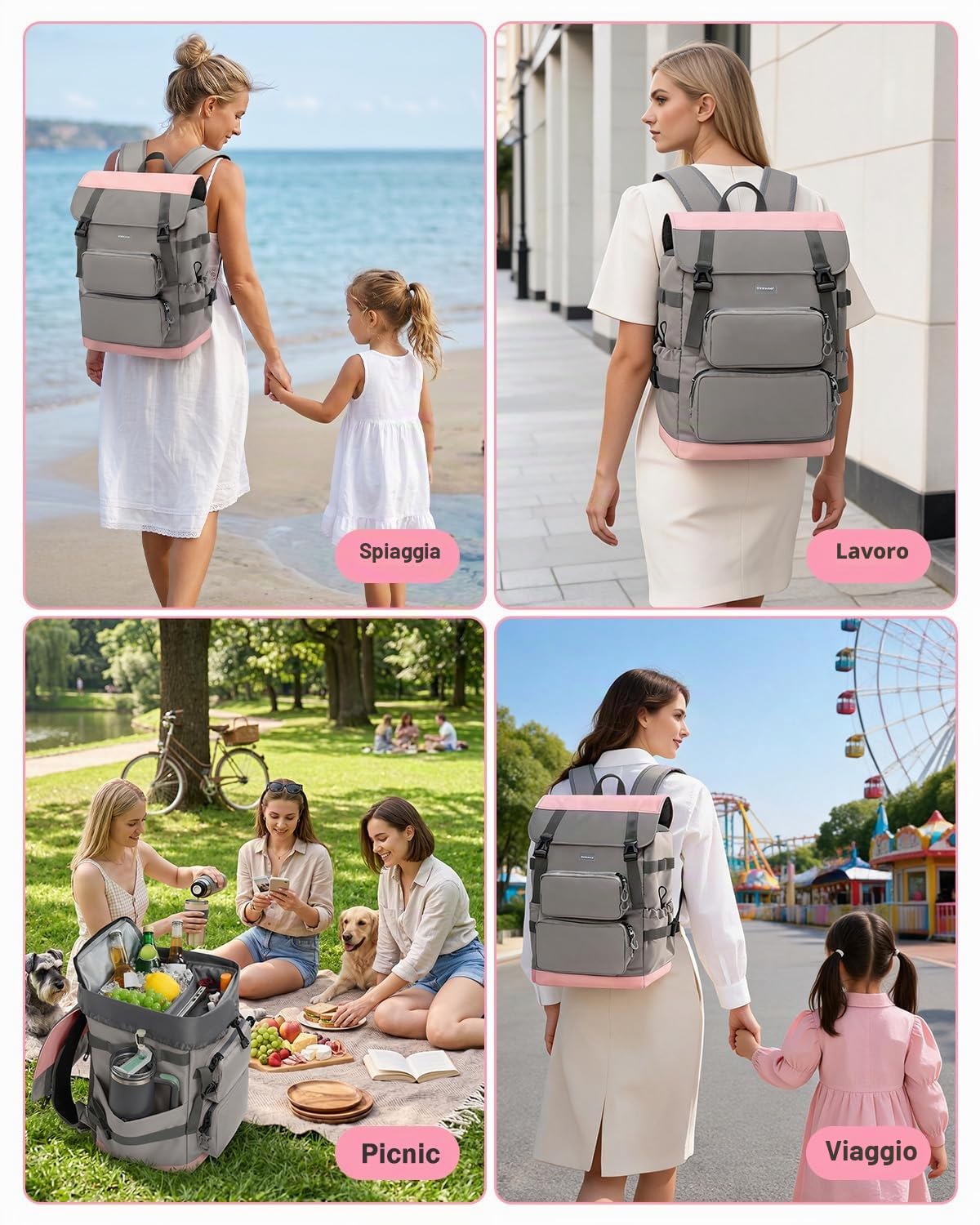 Odoland Zaino Termico 2 in 1, Zaino Termico Isolante con Scomparto Principale da 26L e Frigorifero Isolato da 9L, Borsa Frigo Portatile a Prova di Perdite per Spiaggia, Picnic, Viaggi, Famiglia