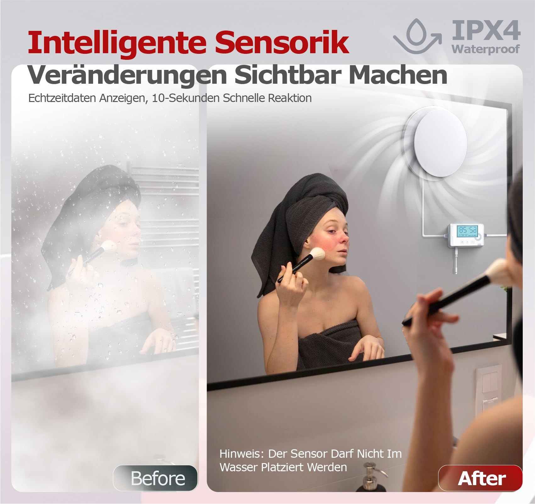 Badlüfter mit Feuchtigkeitssensor&Temperatursensor, Timer - Bad Lüfter 100mm mit Visualisiertem Controller, Leistungsstark und Leise Abluftventilator 100mm for Badezimmer WC keller Toilet