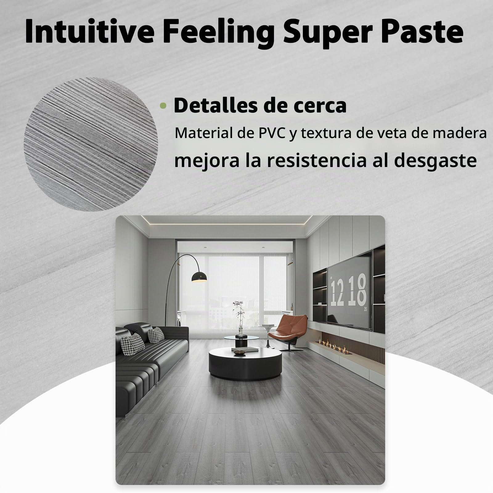 Suelo Vinilo Autoadhesivo Pisos de Madera Impermeables Resistentes al Desgaste, Pegatinas de Piso Con Aspecto de Madera Para Cocina Sala de Baño Habitación Gris 15X90cm 10pcs