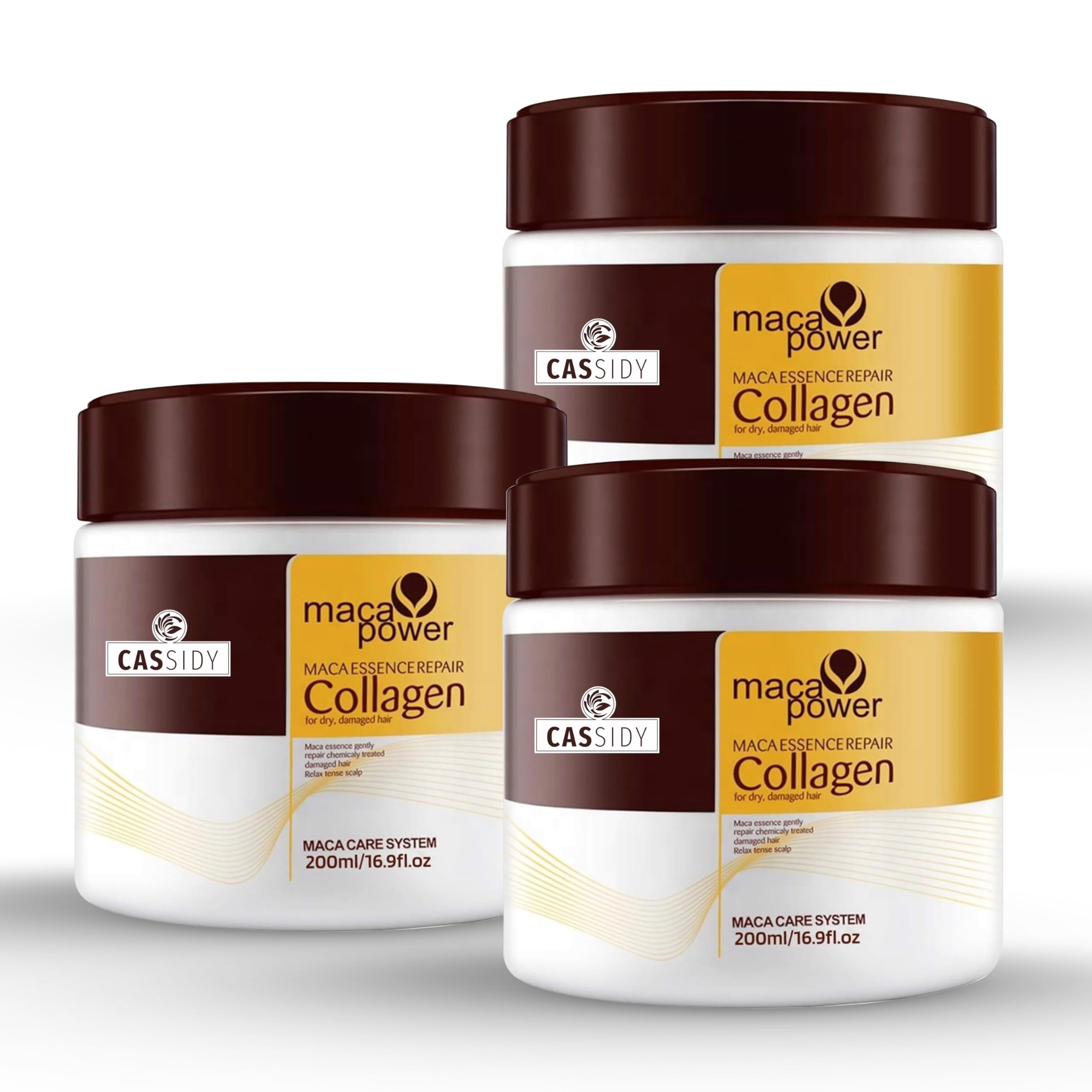 CASSIDY Maca Power Collagen Intensive Hair Growth Mask, Keratin Straightened Hair Treatment Deep Repair Conditioning Hair Mask Essence for Dry Damaged Hair All Hair Types (200gm) (600ML)