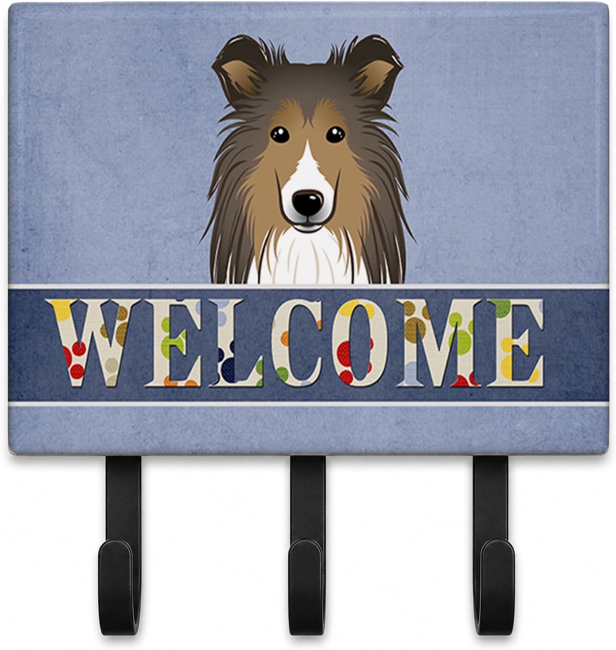 Caroline's Treasures BB1428TH68 Sheltie Welcome Leash or Key Holder, Large, Multicolor