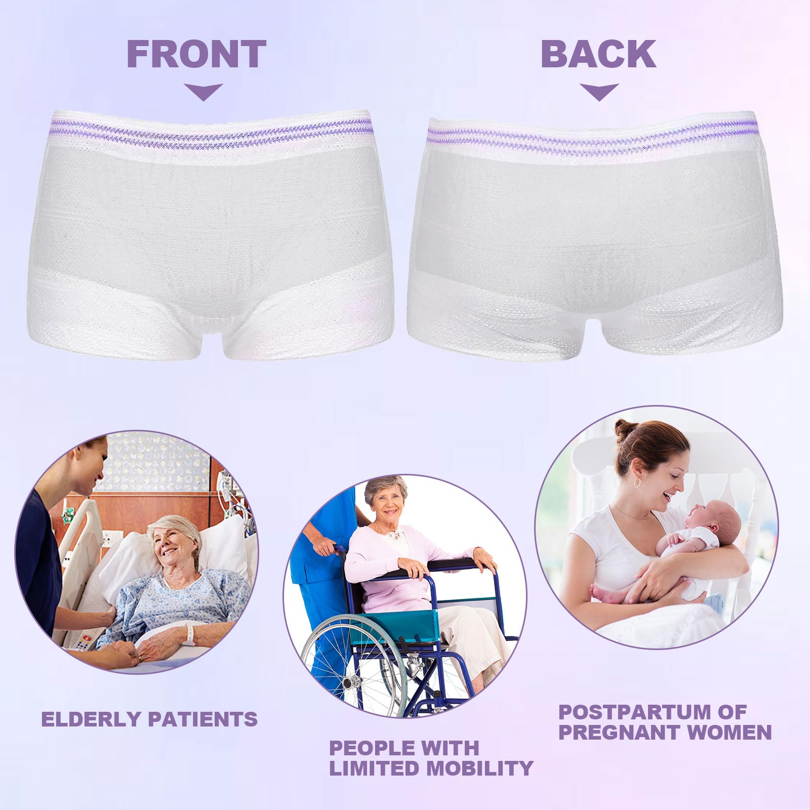 FUIPVGI Confezione da 4 pantaloni a rete riutilizzabili, per incontinenza, mutandine usa e getta da donna, per viaggi, donne incinte, incontinenza