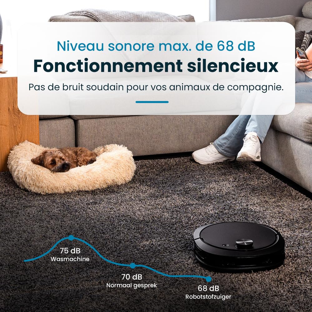 Robot Aspirapolvere E Scopa Connesso Con Base Svuotante Eziclean AlL-IN-One Z10 Plus - 240 Min - 6000 Pa - 180 M? - 1,5 L