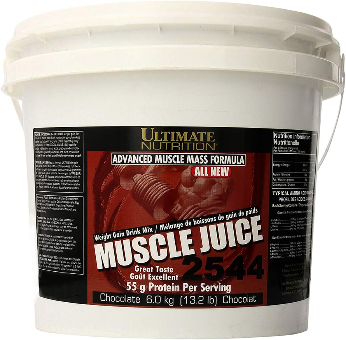 Muscle Juice, Weight Gain Drink Mix - Mass Gainer Workout Powder for Men & Women - Supplement for Lean Muscle Growth & Immune Support with 55g Protein - Chocolate, 13.2lb