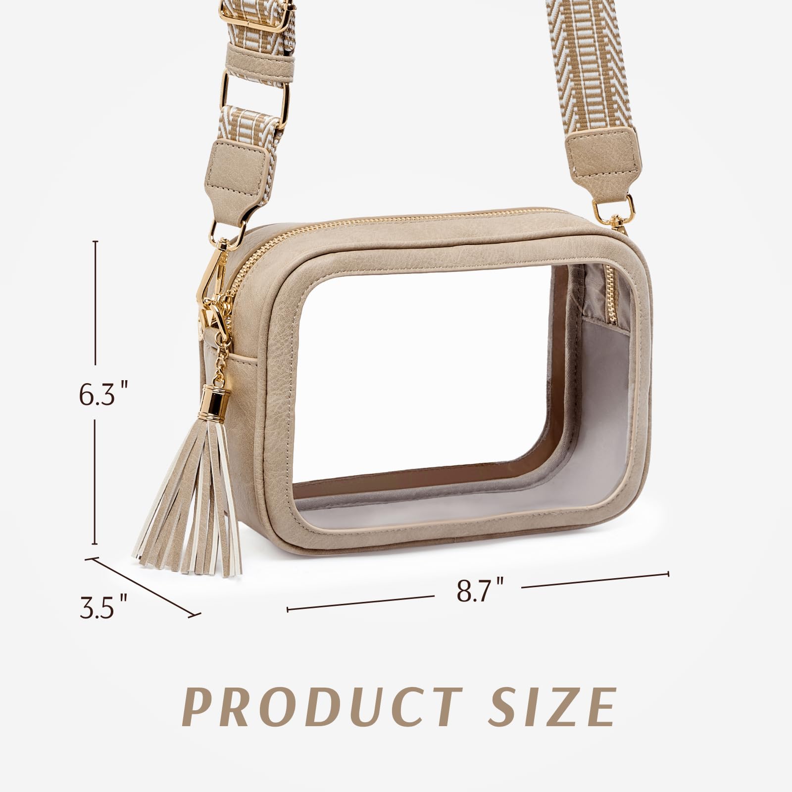 Unilily Transparente Tasche für Stadionveranstaltungen, durchsichtige Geldbörse, Stadion-zugelassen, Crossbody-Tasche für Konzerte, Sport, Festivals, Veranstaltungen, Damen