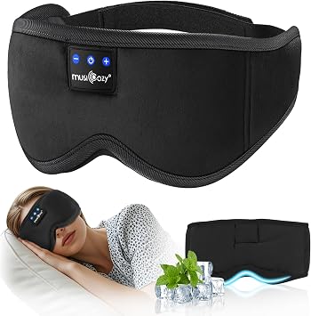 MUSICOZY Bluetooth Sleep Mask Headphones 100% Blockout Sleep Headphones