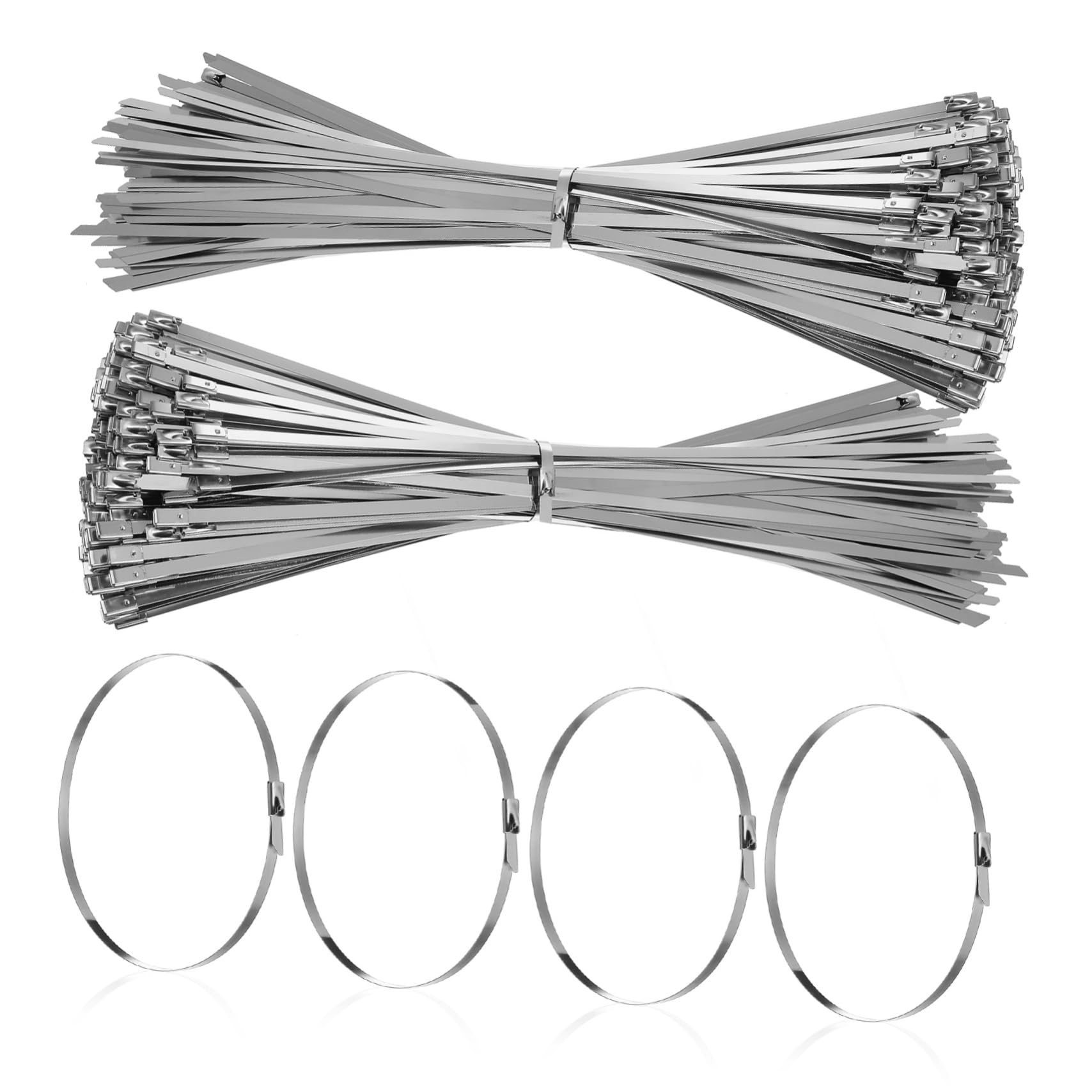 HOMSFOU 500pezzi Fascette Metalliche in Acciaio Inox Fascette Autobloccanti Resistenti Per Esterni Per Veicoli Cavi Recinzioni Adeguata Riutilizzabili
