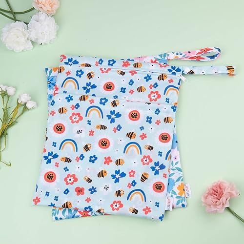 Miniatura 196 de ALVABABY 2 bolsas de pañales de tela para ropa húmeda, reutilizables con dos bolsillos con cremallera, para viajes, playa, piscina, guardería, 01