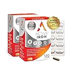 Active Iron Supplement 25mg - Clinically Proven to Increase Iron & Energy Levels - Gentle, Non-Constipating, Highly Absorbed - 120 Capsules