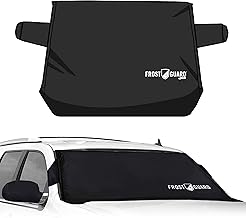 FrostGuard Plus | Winter Windshield Cover for Ice and Snow, XL Size (Black) - Built-in Security Panels, Wiper Blade Coverage + Mirror Covers - Fits XL Size Cars, Trucks and SUVs, 68 x 41 Inches