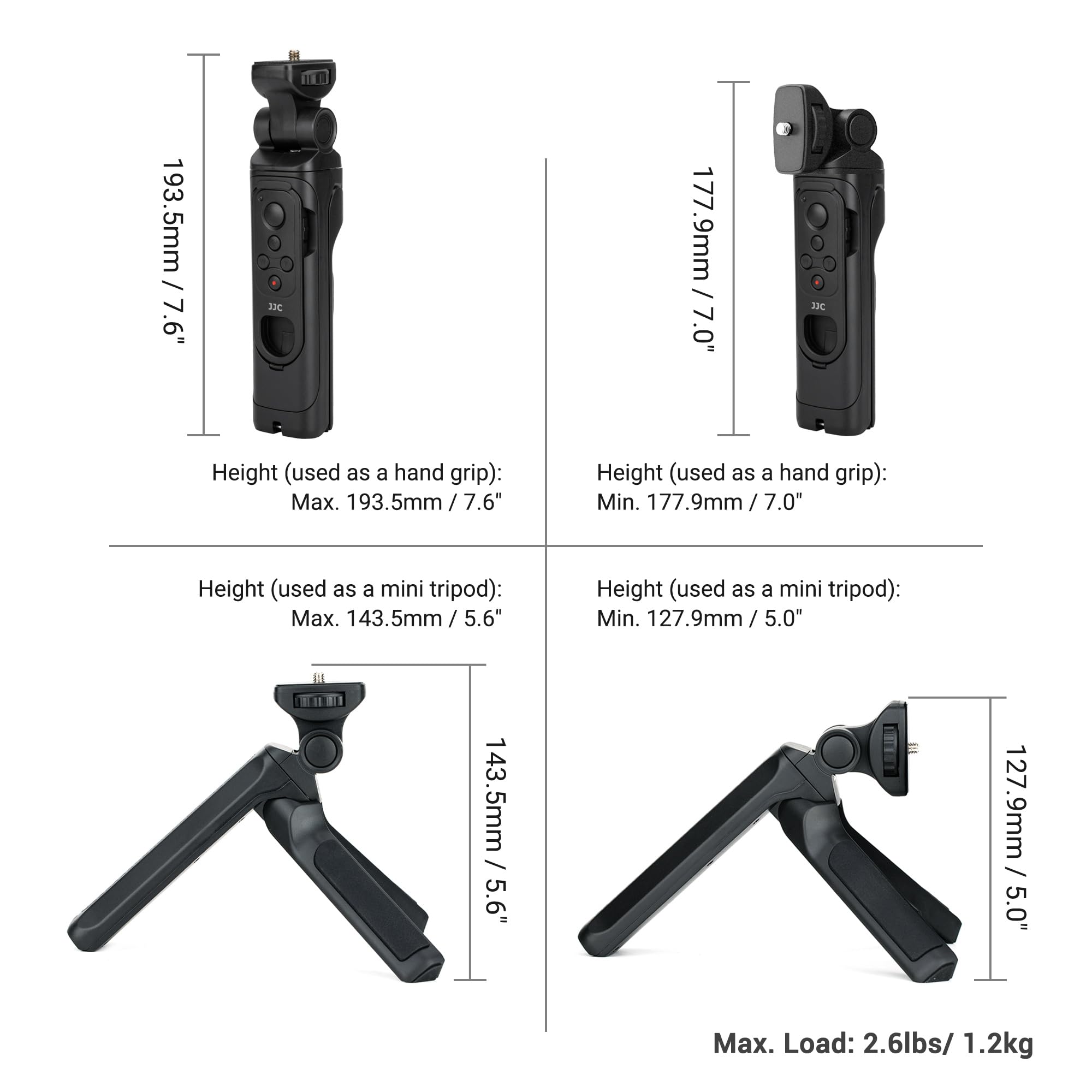 JJC Statyw biurkowy z uchwytem Vlog z pilotem Bluetooth TG-BT1 do Fujifilm X100VI X-S20, X-H2S, X-H2, X-T5, X-T4, X-T3, X-T30 II, X-T30, X-S10 stabilizator wideo kamery