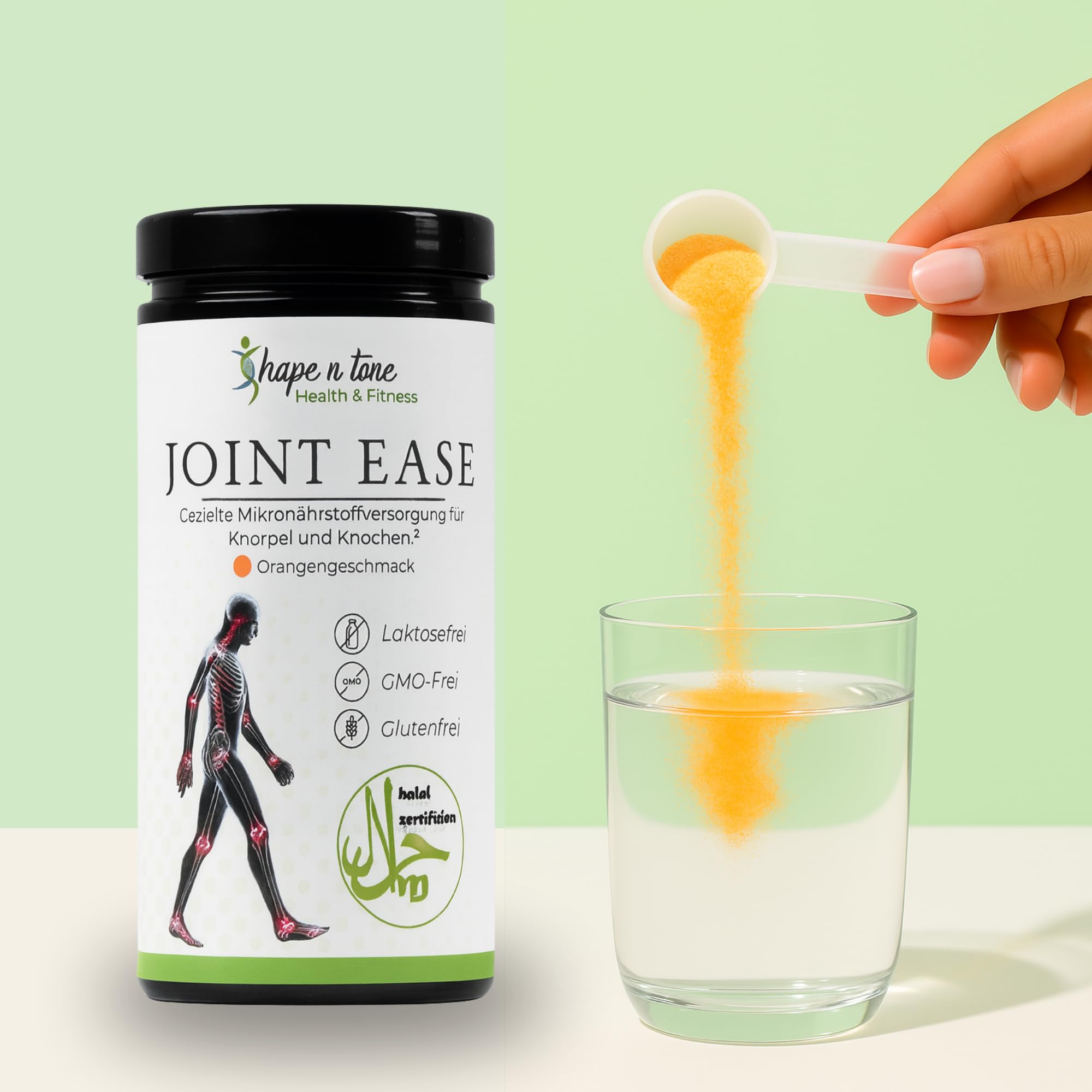 Joint Ease Gelenkpulver 525g | Hochdosierter Gelenk Komplex für Knie, Gelenke & Knorpel | 10,3g Kollagen Peptide, Glucosamin, Chondroitin, MSM, Hyaluronsäure, Kurkuma | Halal | Made in Germany