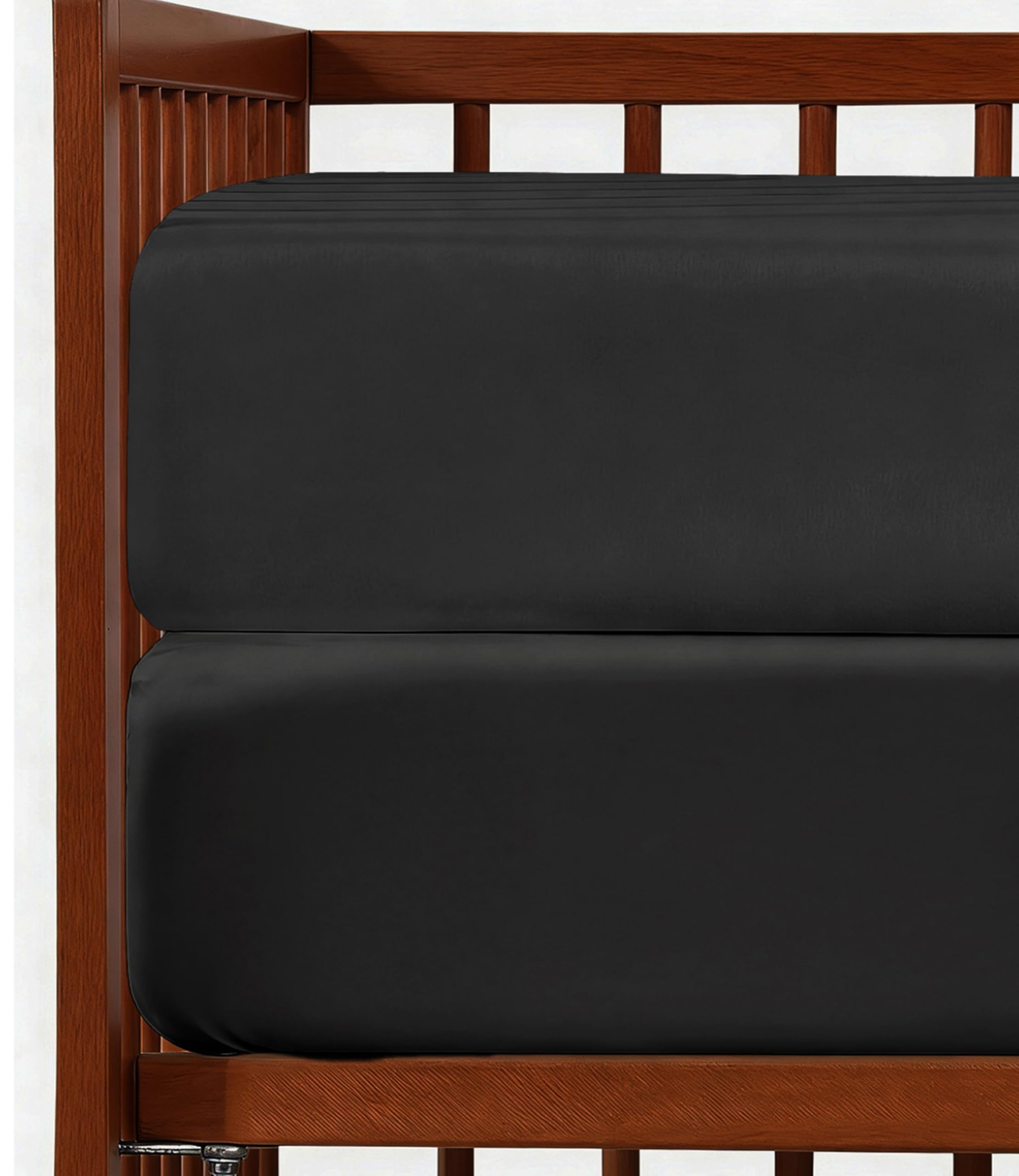2-Pack Mini Crib Sheets Fitted - Pack N Play Sheets - 38 x 24in, Black Duo