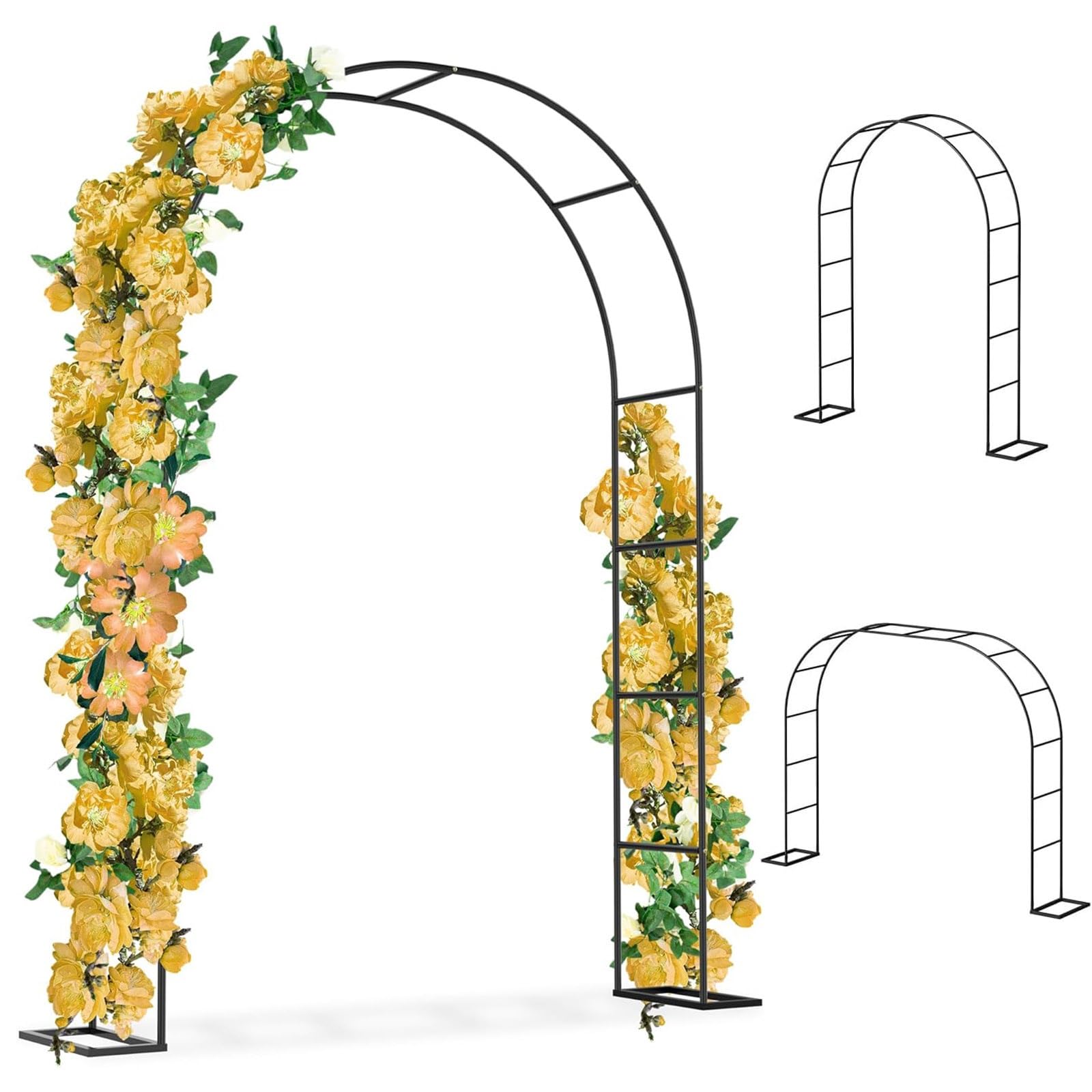 Treillis de jardin en métal noir pour guider les plantes et créer de l'ombre