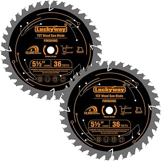 Luckyway 5 1/2 Inch Circular Saw Blade 36T Fine Finish, 10mm Arbor, 2-Pack