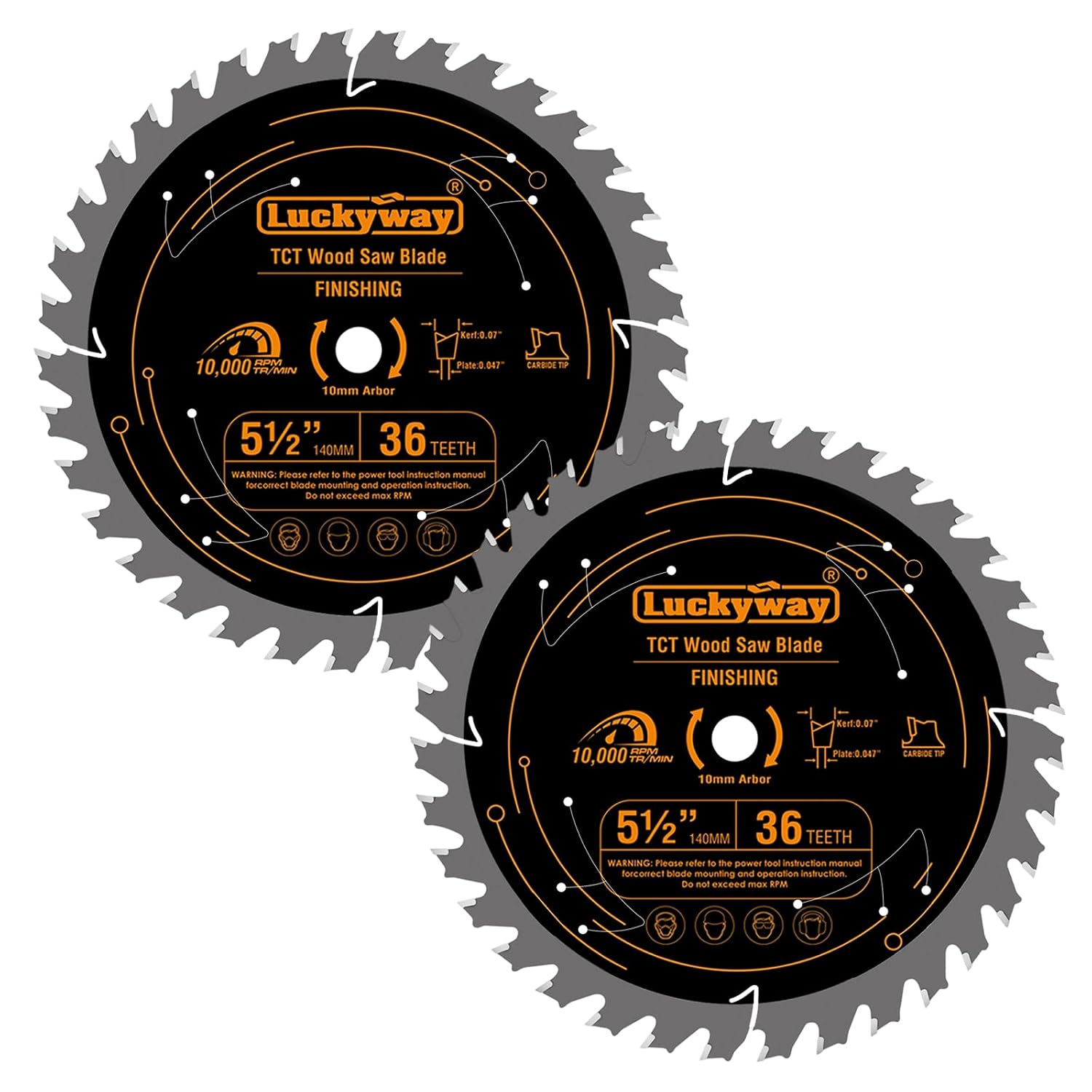 Luckyway 10 Inch Table Saw Blade 40T, 5/8" Arbor for Cutting Wood 2-Pack