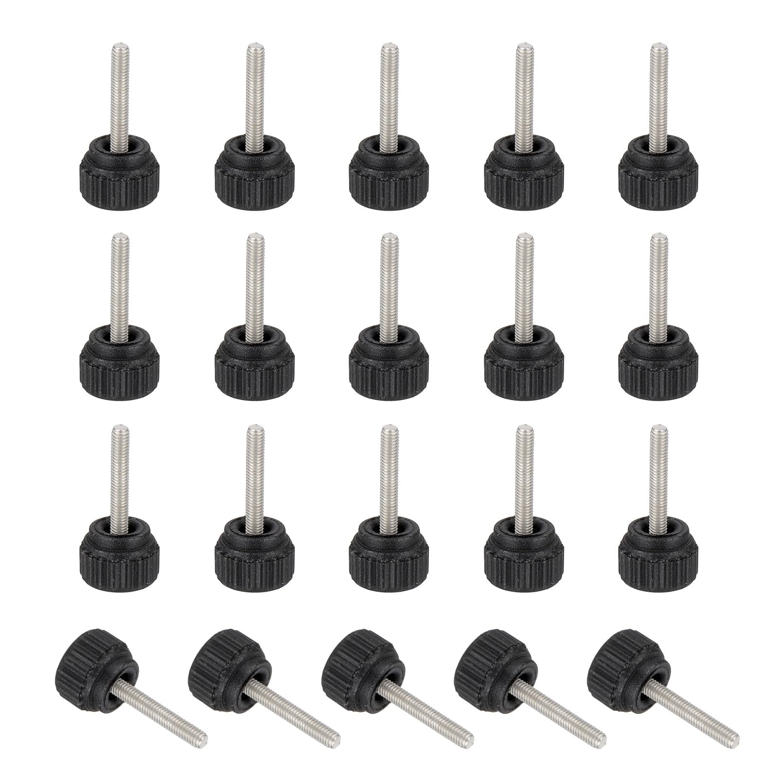 sourcing map 20 Pcs Threaded Knurled Thumbscrew, M3 x 16mm Monitor Mount Arm Screws Stainless Steel Clamping Knobs Grip Thumb Screw for Computer TV