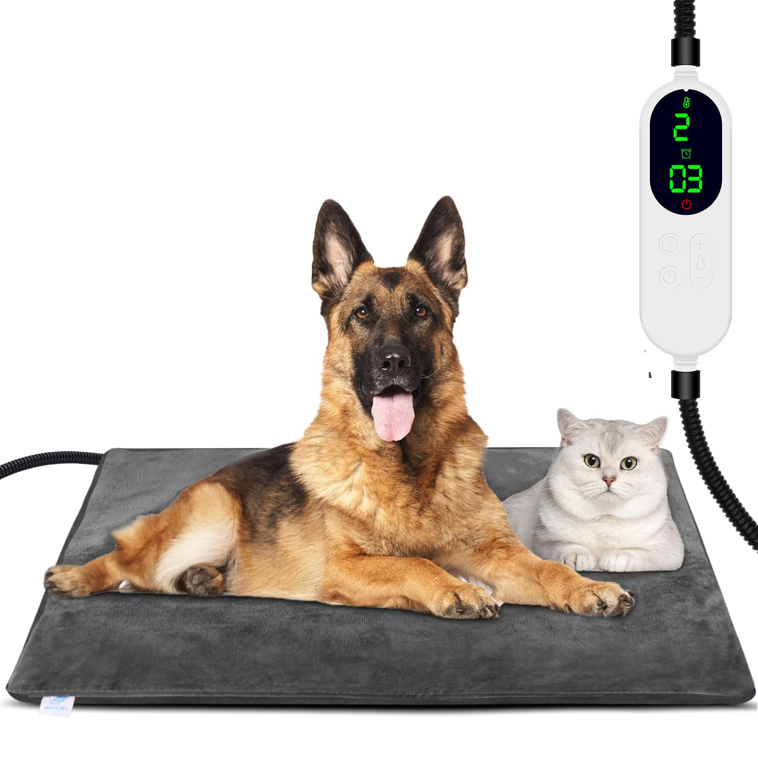 ENJOY PET Dog Heating Pad, 9 Level Temp, 13 Level Timer, Chew Resistant Cord, Auto Power Off, 35.4