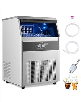 VEVOR Commercial Ice Maker Machine, 200lbs/24H Ice Maker Machine with 66lbs Storage Capacity, 108 Ice Cubes in 15 Minutes, LED Digital Display Freestanding Self-Cleaning for Bar Office Restaurant