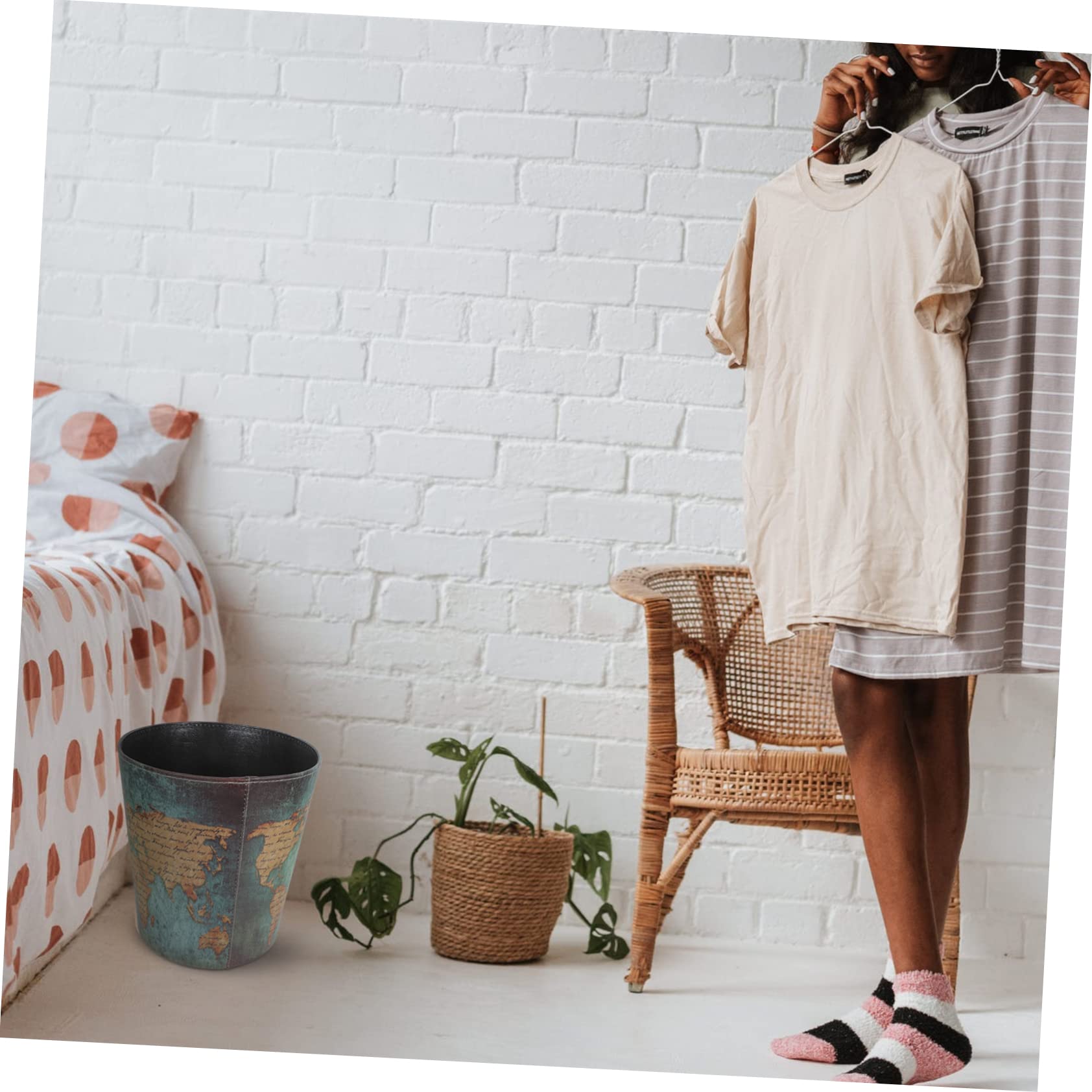 Cestino per Rifiuti in Cuoio Stile British Vintage, Secchio per Carta senza Coperchio, Riutilizzabile e Igienico per Casa e Ufficio