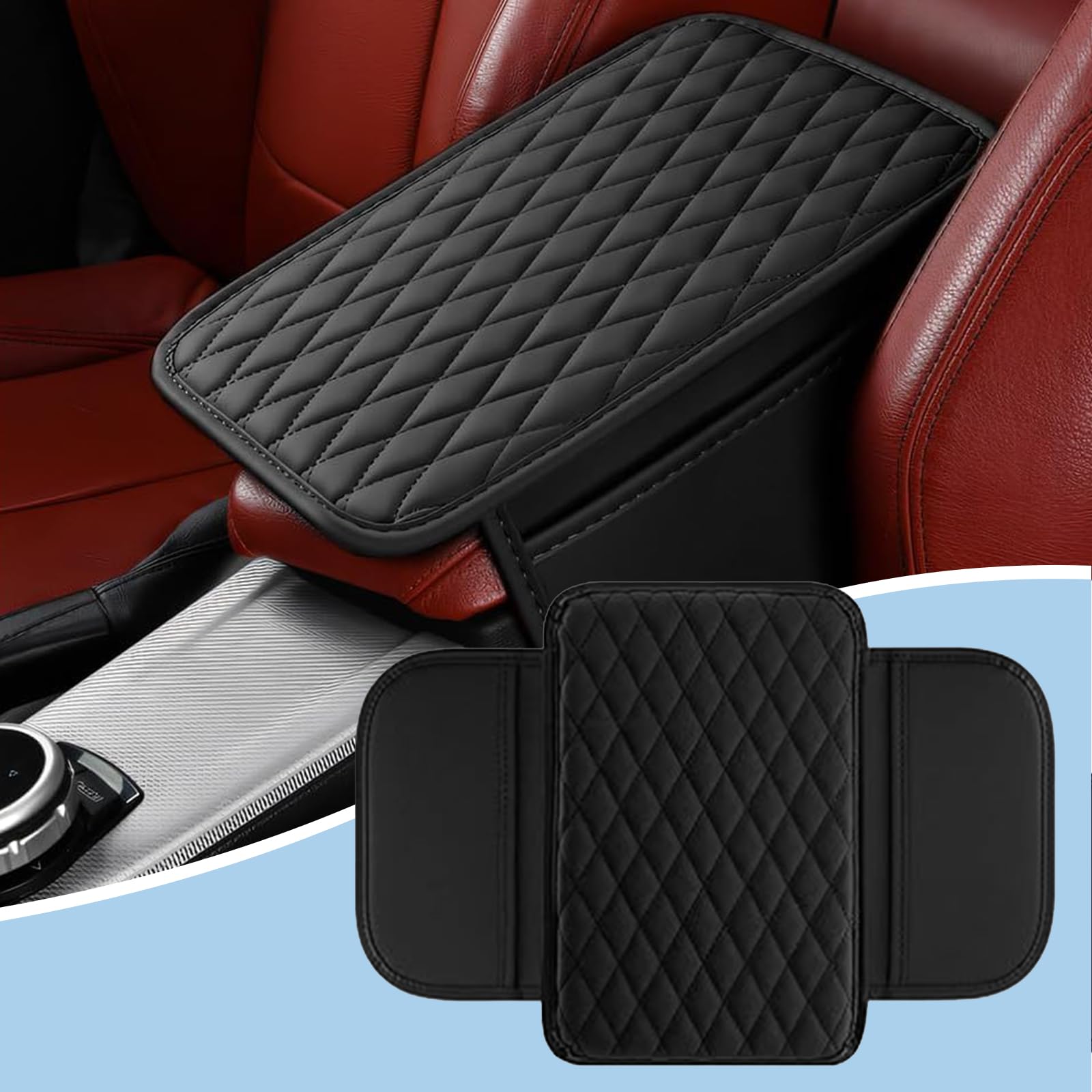 Copri Bracciolo Auto In Pelle Con Cristalli – Protezione Universale Per Console Centrale, Antiscivolo E Traspirante
