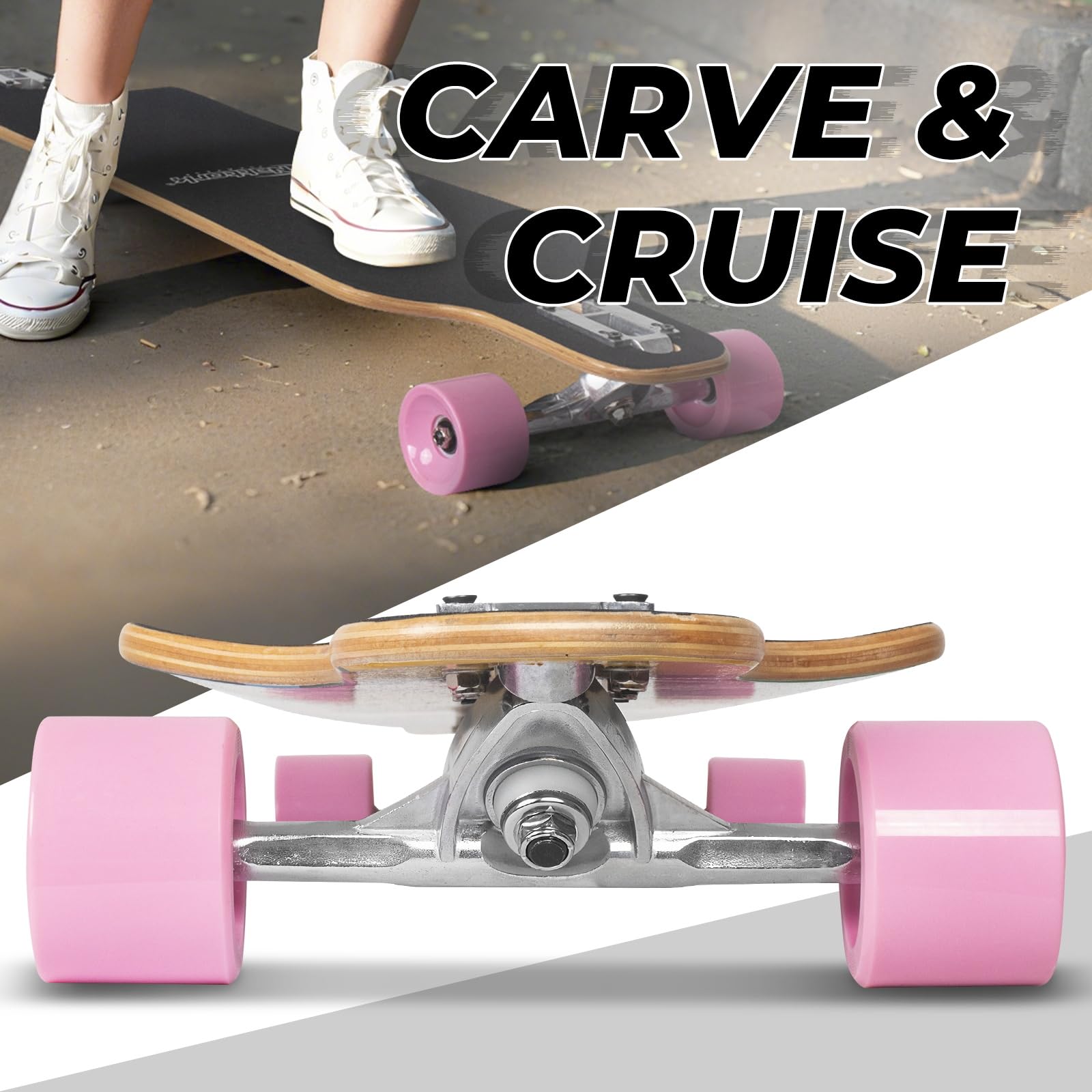Nattork Cruiser Longboard Skateboard complet en bambou et érable dur canadien