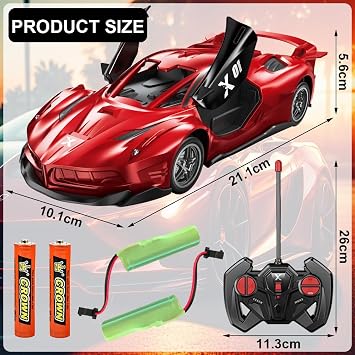 Remote Control Drift Car, 1:22 Remote Control Car for Kids, Cool RC Race Cars, 4WD High Speed RC Cars - Driftable, Gifts for Kids Boys - Red