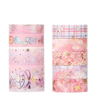 LGEGE 9 Rolls Aesthetic Washi Tape Set, 30/20/15/10 Mm Wide,Sweet