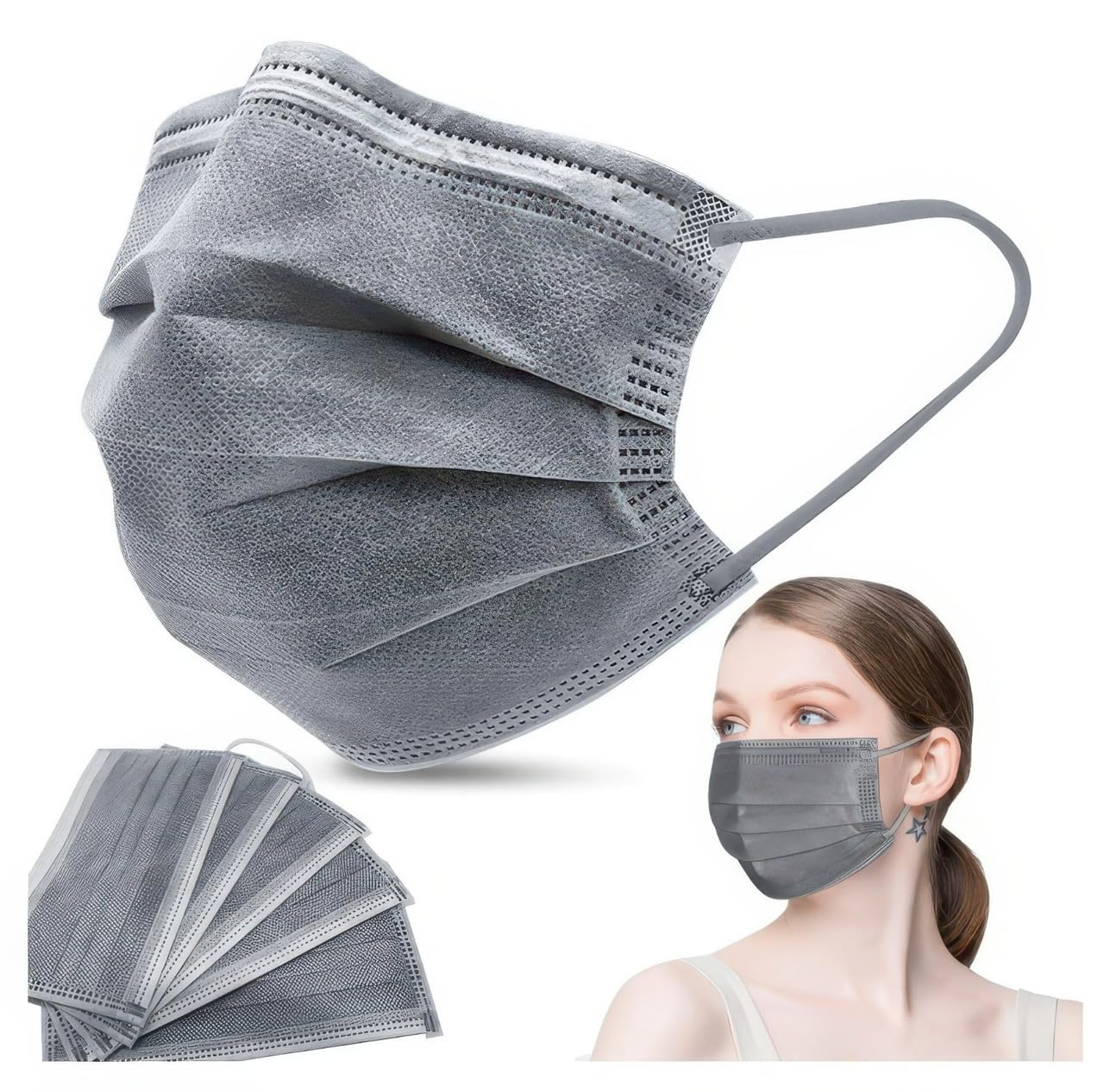 Active Carbon Face Mask, Disposable, Grey-image-48