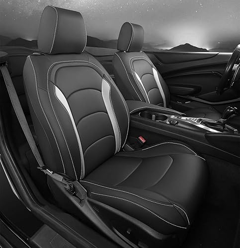 Miniatura 16 de Funda de asiento para Camaro Convertible LT LS RS SS 2016-2024 6ª generación (asientos estándar), fundas de asiento de piel sintética de ajuste