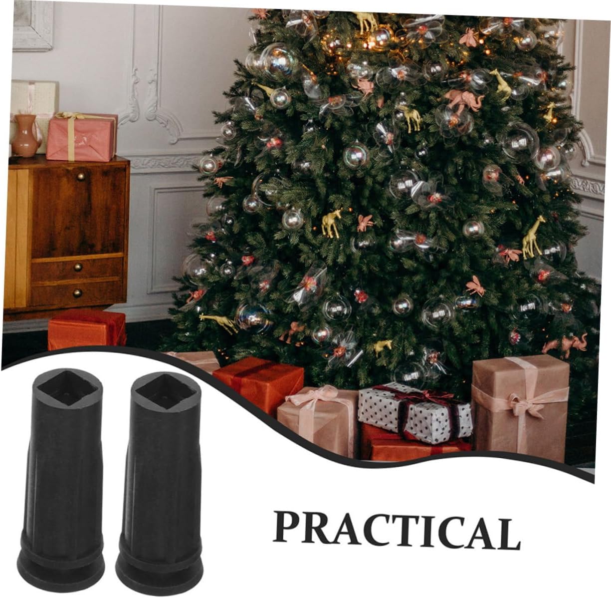 10pcs Small Artificial Christmas Tree Stand Set, Black Cylindrical Base with Detachable Design, Replacement Rotating Tree Holder for Holiday Seasonal Décor