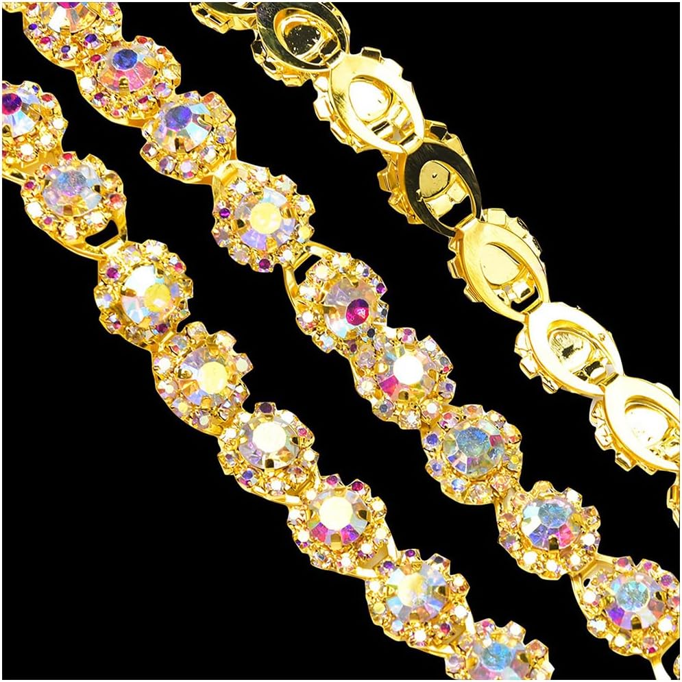 1 Yard Rhinestone Trim Crystal Rhinestone Chain Applique Sewing Embellishments for DIY Dress Clothing Wedding Crafts Bridal Jewelry