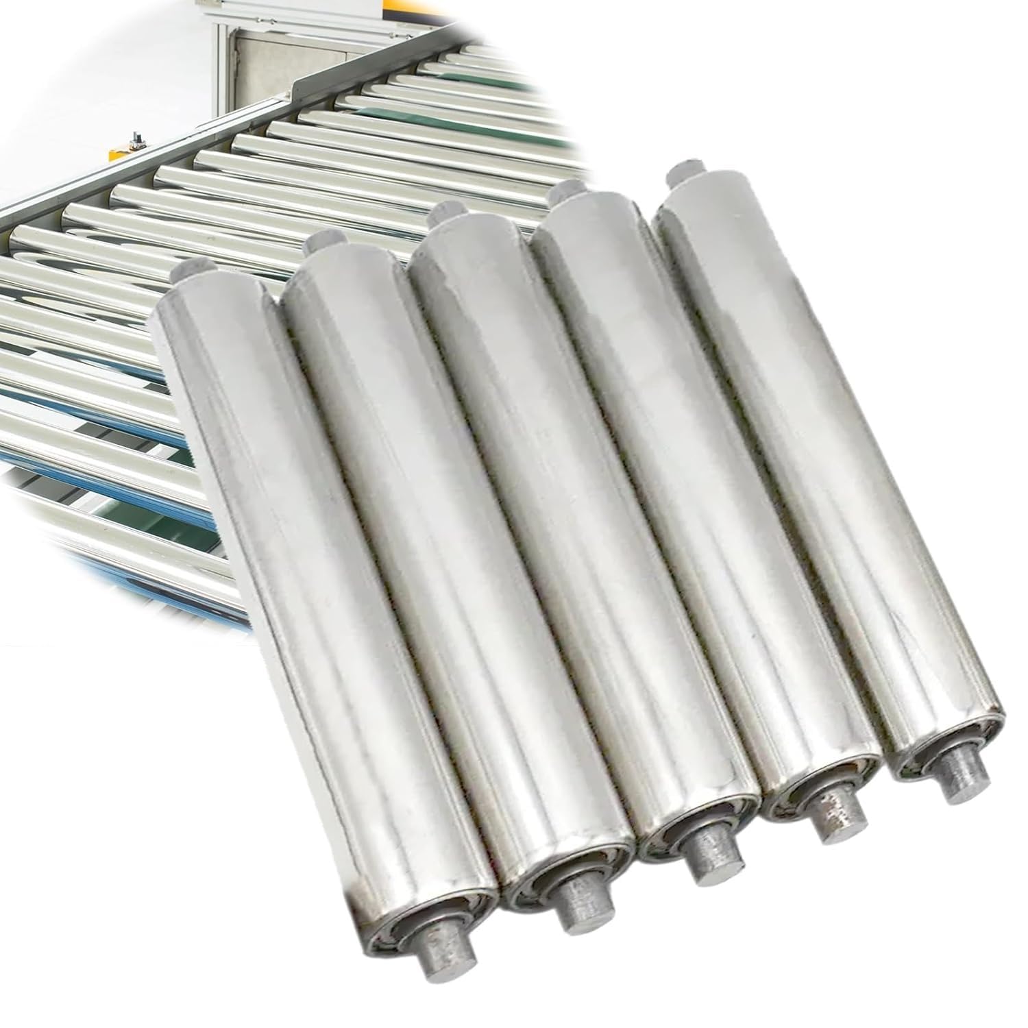 Produktbild von 2er-Pack Förderbandrolle Edelstahl – Ø 50 Mm, Länge 1000 Mm, Schwerkraftwalze Für DIY, Werkstatt, Lager & Bootsrollen