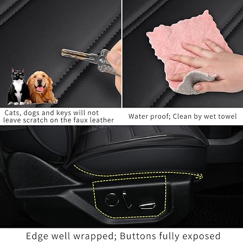 Miniatura 7 de LUCKYMAN CLUB Fundas de asiento de piel sintética F150, aptas para 2015-2023 F150 SuperCrew SuperCab Cab 2017-2023 F250 F350 F450 Super Duty Crew