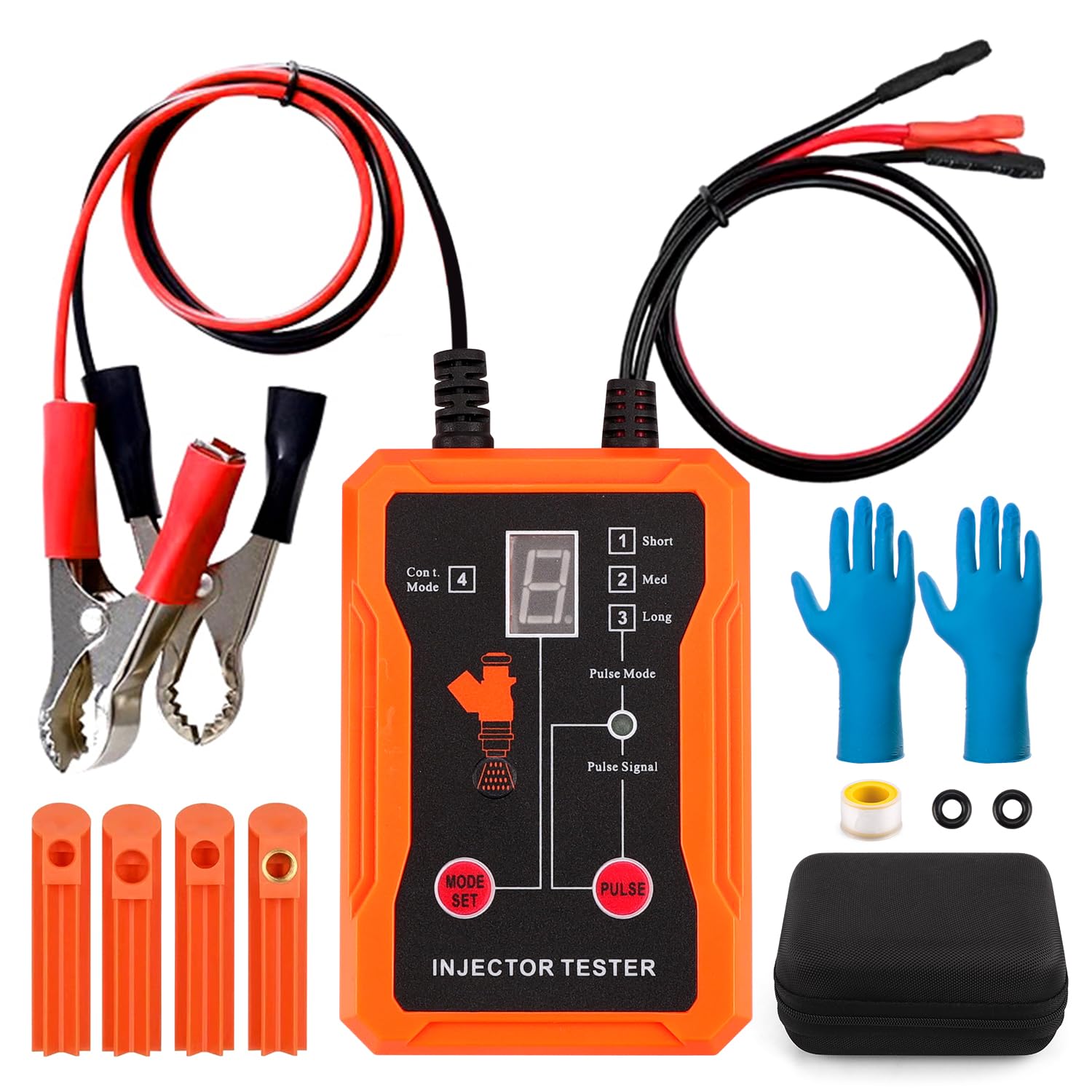 Erato Tester iniettore di carburante per auto con attrezzi di pulizia fai-da-te 8 modalità a impulsi 4 adattatori a 4 fili iniettore a doppio canale iniettore tester kit di pulizia universale